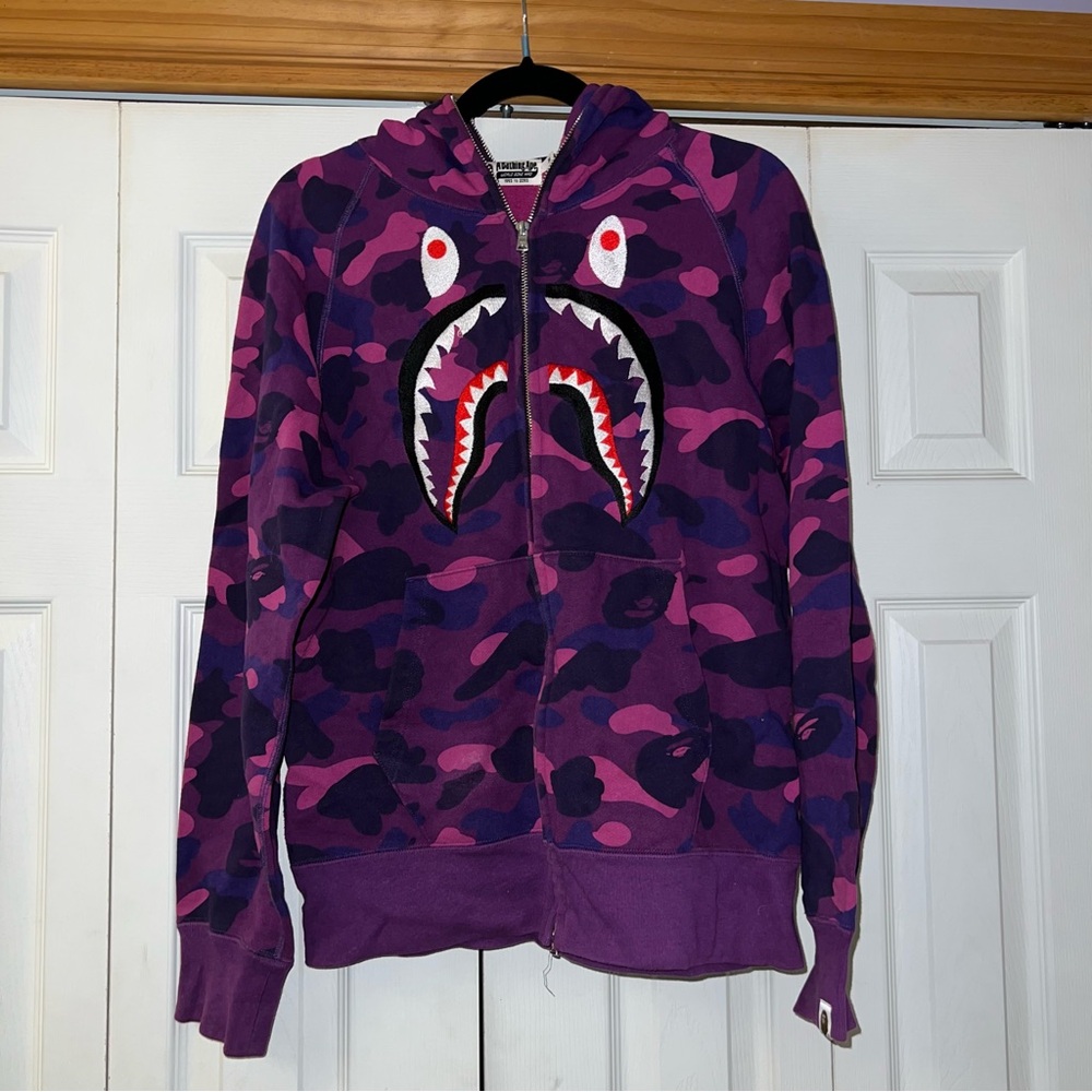Bape Shark Purple Camouflage Hoodie